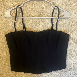 White Fox Black Corset Top